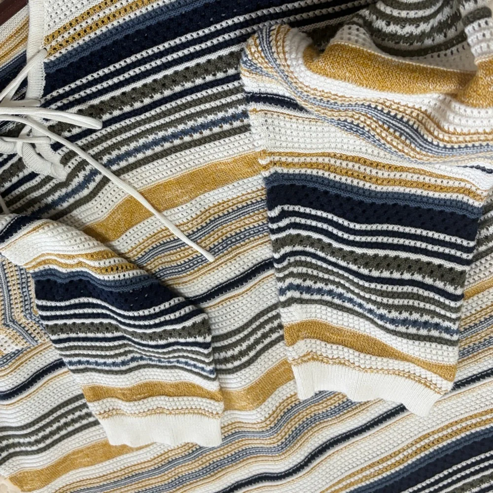 Christopher & Banks Striped Sweater - Navy, White, Gold, Olive - Picture 5 of 6